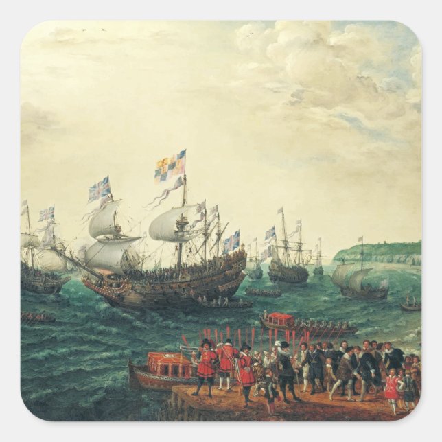 Pegatina Cuadrada Embarcadura en la margen del Palatino Elector (Anverso)