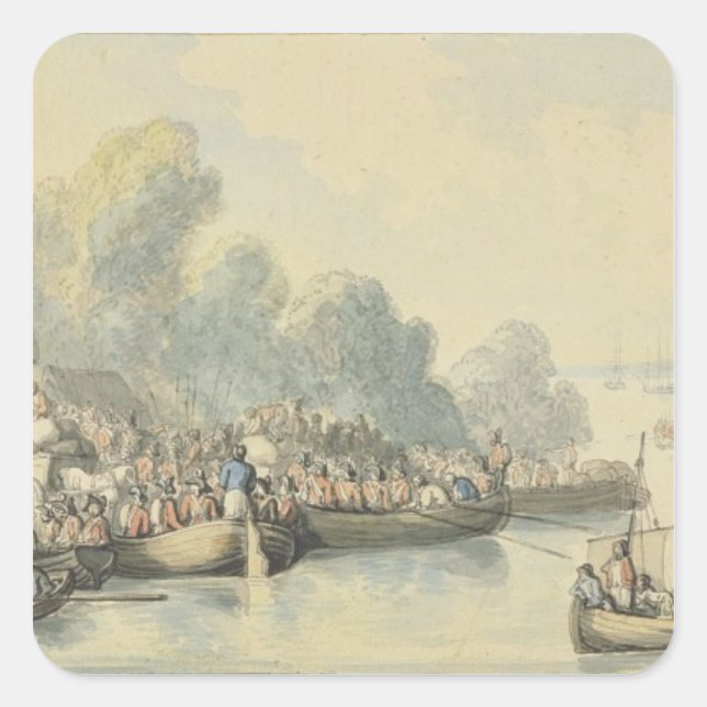 Pegatina Cuadrada Embarcadura en Southampton el 20 de junio después  (Anverso)