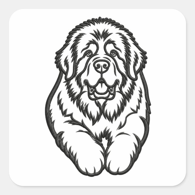 Pegatina Cuadrada Emblema bordado de Terranova (Anverso)