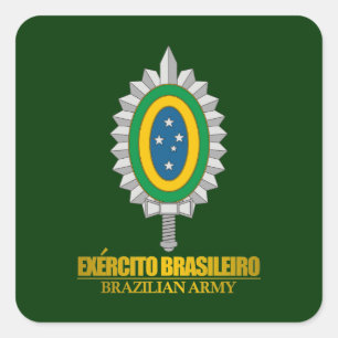 Pegatina Cuadrada Emblema brasileño del ejército