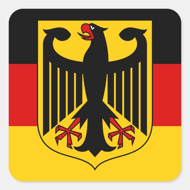 Pegatina Cuadrada emblema de alemania (Anverso)