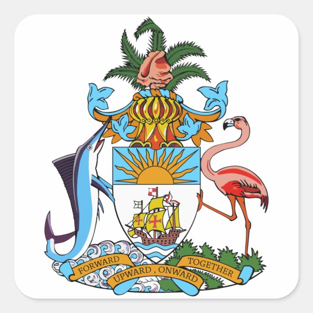 Pegatina Cuadrada emblema de bahamas (Anverso)
