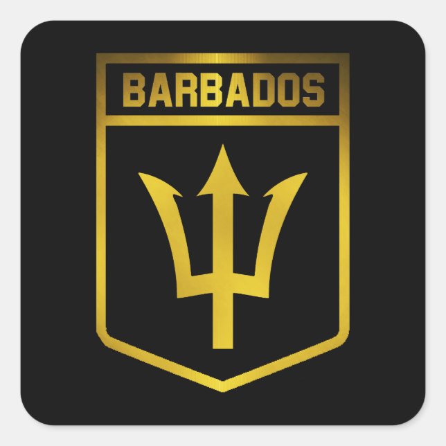 Pegatina Cuadrada Emblema de Barbados (Anverso)