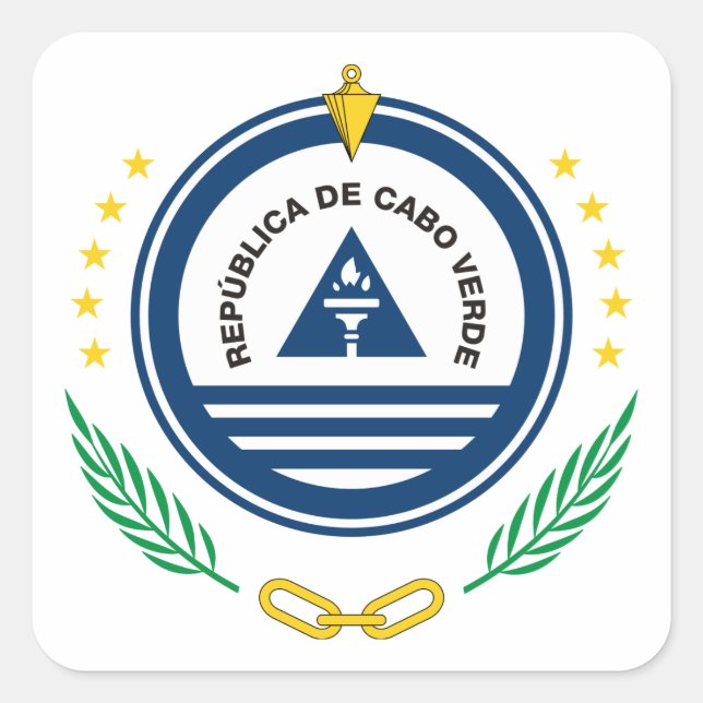 Pegatina Cuadrada emblema de cabo verde (Anverso)