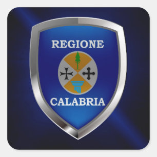 Pegatina Cuadrada Emblema de Calabria Mettalic