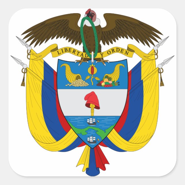 Pegatina Cuadrada emblema de colombia (Anverso)