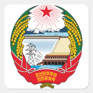 Pegatina Cuadrada emblema de Corea Norte