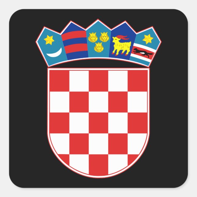 Pegatina Cuadrada emblema de croacia (Anverso)