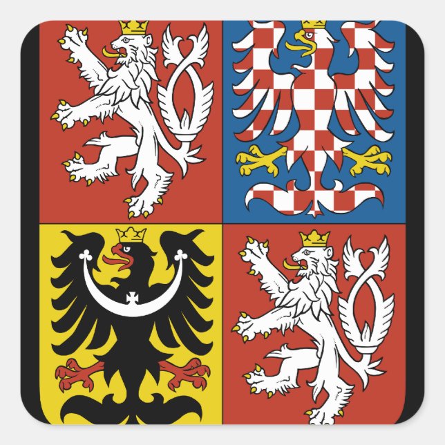 Pegatina Cuadrada emblema de czech (Anverso)