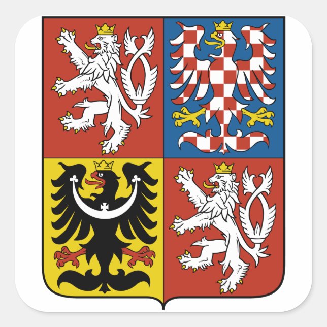 Pegatina Cuadrada emblema de czech (Anverso)