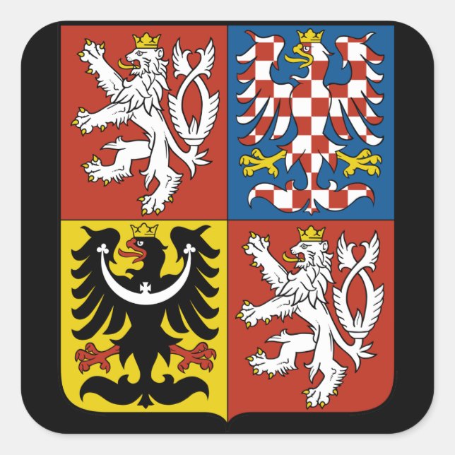 Pegatina Cuadrada emblema de czech (Anverso)