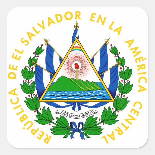 Pegatina Cuadrada emblema de el salvador (Anverso)