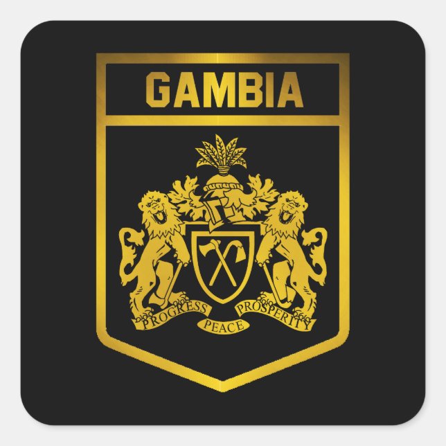 Pegatina Cuadrada Emblema de Gambia (Anverso)