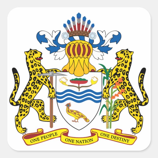 Pegatina Cuadrada emblema de guyana (Anverso)