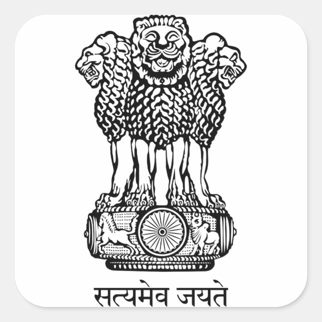 Pegatina Cuadrada emblema de india (Anverso)