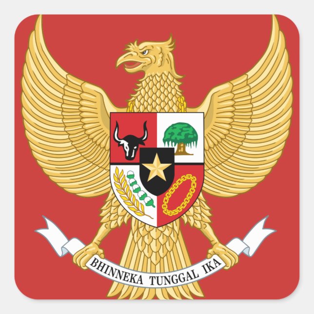 Pegatina Cuadrada emblema de indonesia (Anverso)