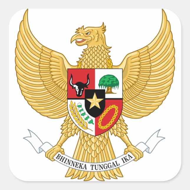 Pegatina Cuadrada emblema de indonesia (Anverso)