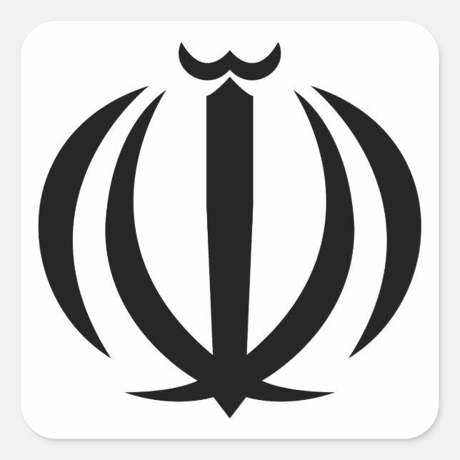 Pegatina Cuadrada emblema de irán (Anverso)