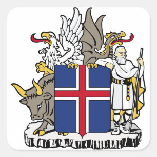Pegatina Cuadrada emblema de Islandia
