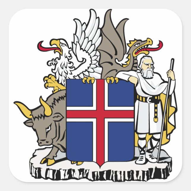 Pegatina Cuadrada emblema de islandia (Anverso)