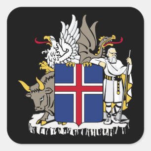 Pegatina Cuadrada emblema de islandia