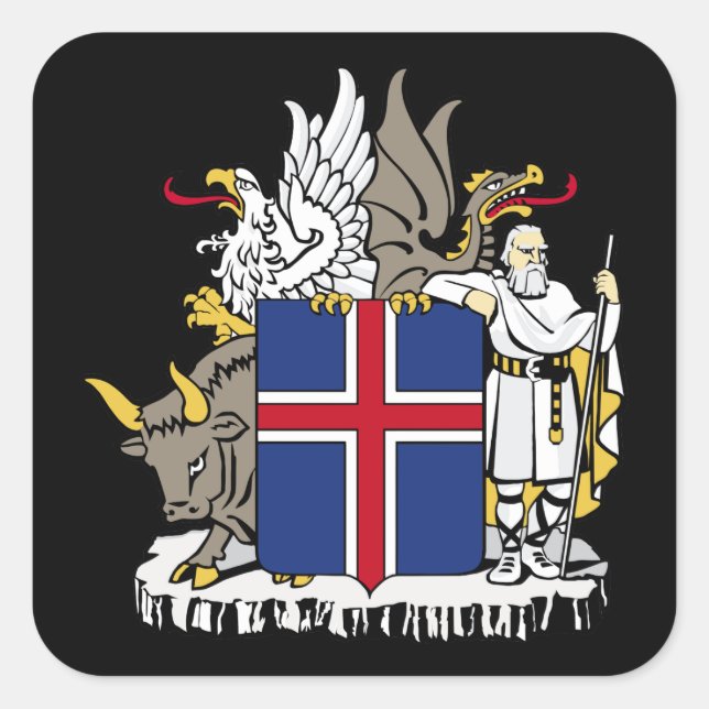 Pegatina Cuadrada emblema de islandia (Anverso)