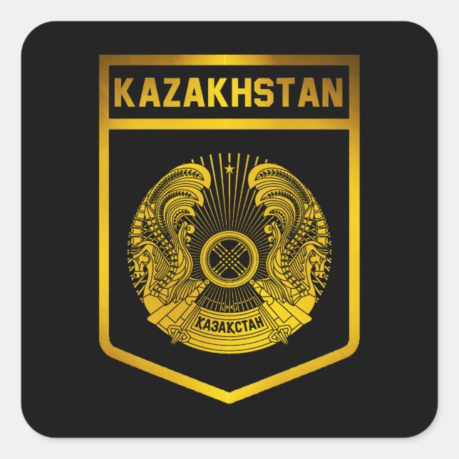 Pegatina Cuadrada Emblema de Kazajistán (Anverso)