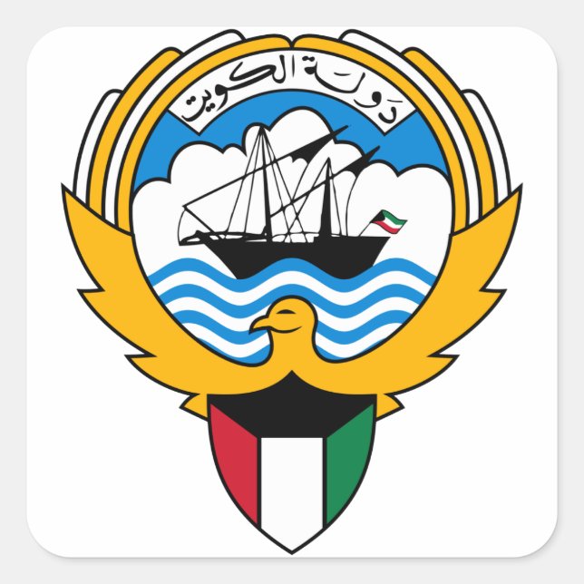 Pegatina Cuadrada emblema de kuwait (Anverso)