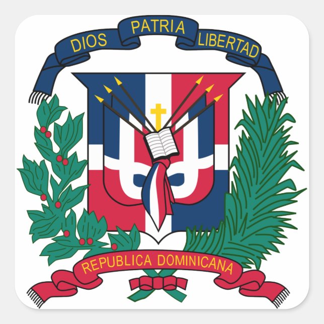 Pegatina Cuadrada emblema de la república dominicana (Anverso)