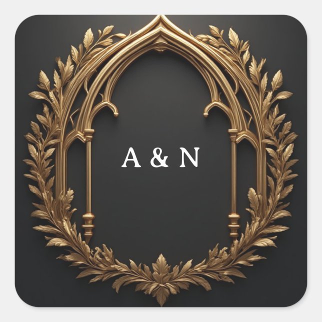 Pegatina Cuadrada Emblema de Laurel Dorado ✨ (Anverso)