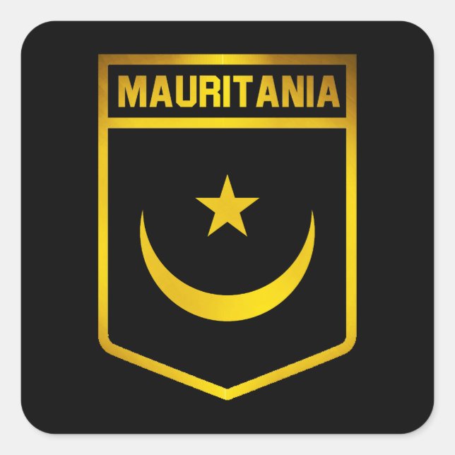 Pegatina Cuadrada Emblema de Mauritania (Anverso)