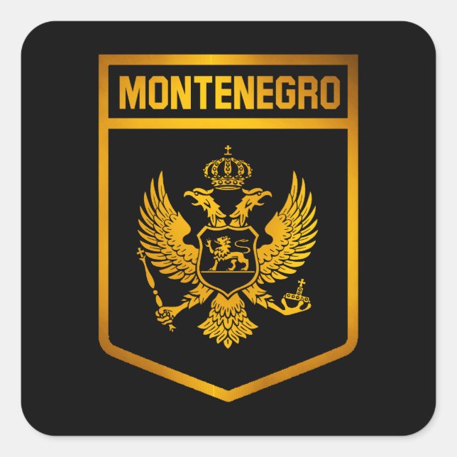 Pegatina Cuadrada Emblema de Montenegro (Anverso)