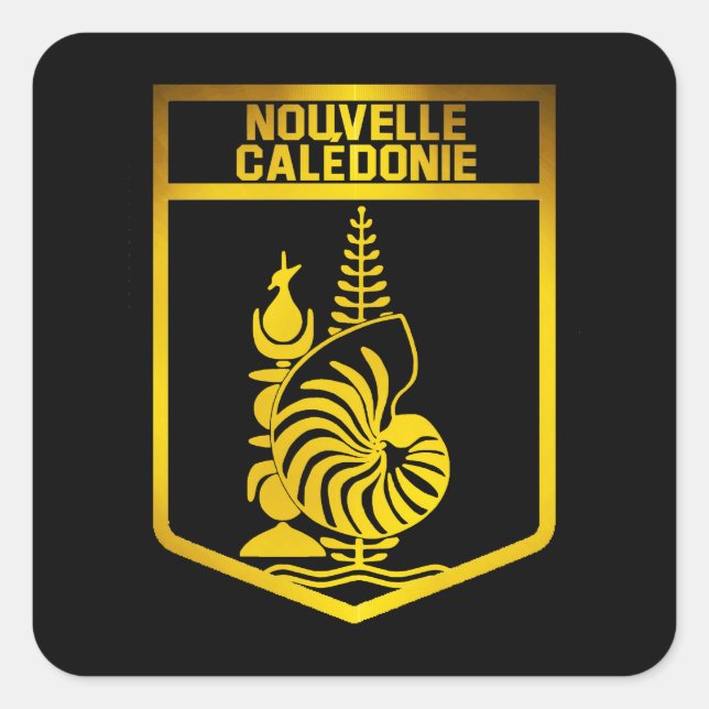 Pegatina Cuadrada Emblema de Nueva Caledonia (Anverso)