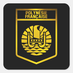 Pegatina Cuadrada Emblema de Polinesia francesa