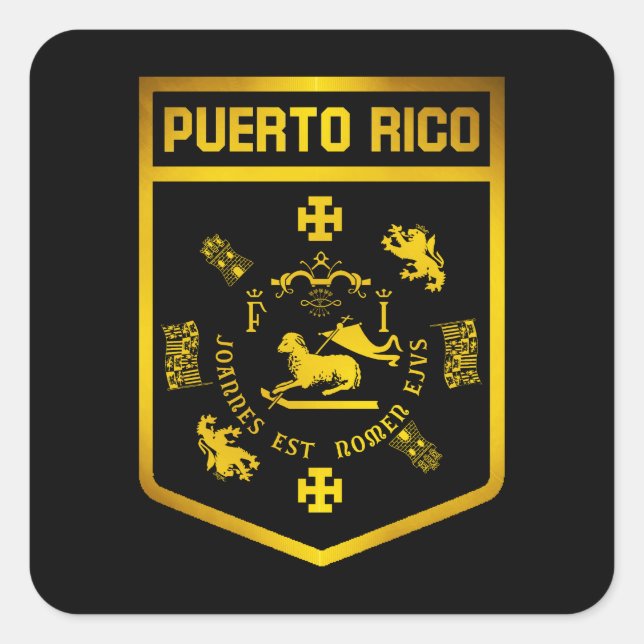 Pegatina Cuadrada Emblema de Puerto Rico (Anverso)