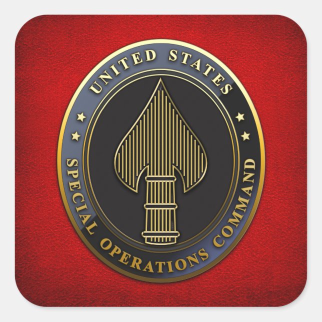 Pegatina Cuadrada Emblema de USSOCOM (Anverso)