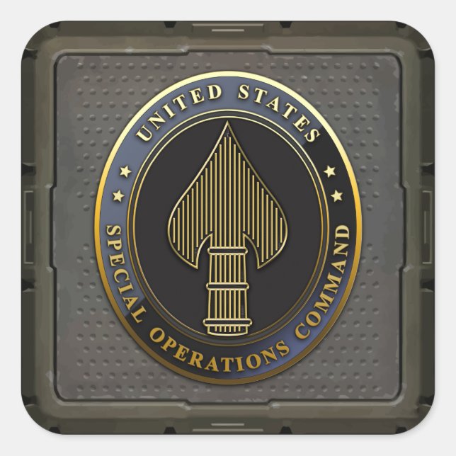 Pegatina Cuadrada Emblema de USSOCOM (Anverso)