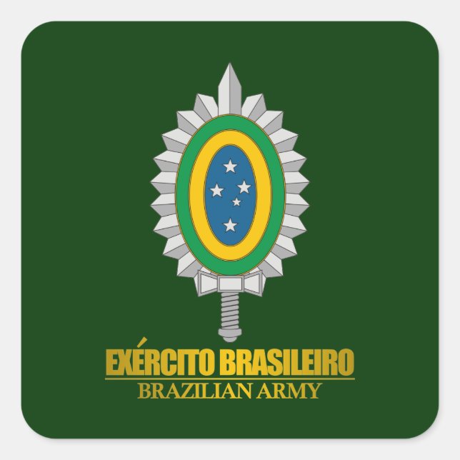 Pegatina Cuadrada Emblema del ejército brasileño (Anverso)