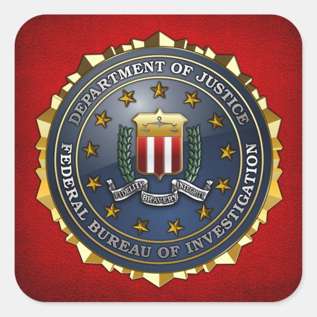 Pegatina Cuadrada Emblema del FBI (Anverso)