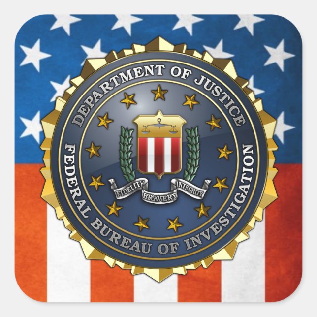 Pegatina Cuadrada Emblema del FBI (Anverso)