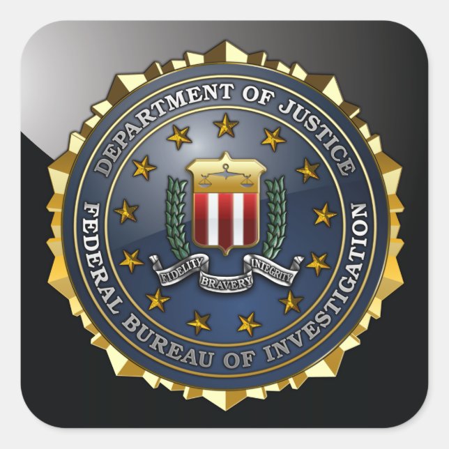 Pegatina Cuadrada Emblema del FBI (Anverso)