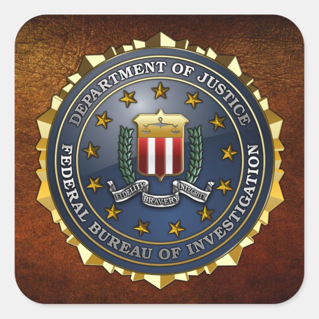 Pegatina Cuadrada Emblema del FBI (Anverso)