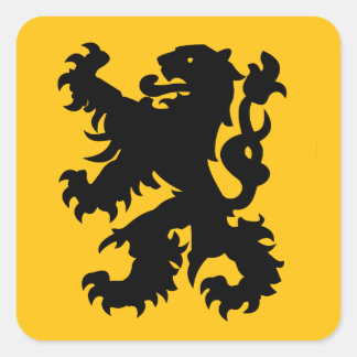 Pegatina Cuadrada Emblema del León Flamenco