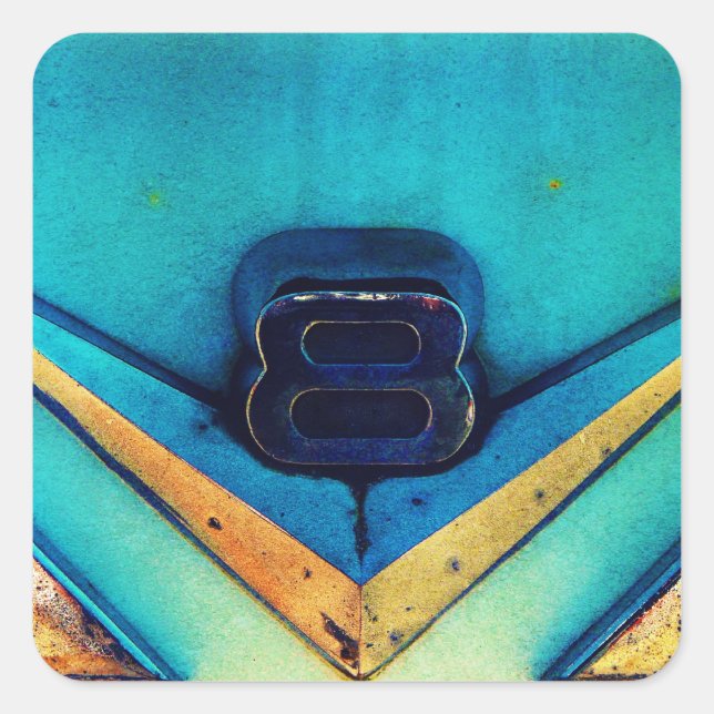 Pegatina Cuadrada Emblema del motor Gritty V8 (Anverso)