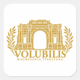 Pegatina Cuadrada Emblema Dorado Romano del Arco de Caracalla de Vol