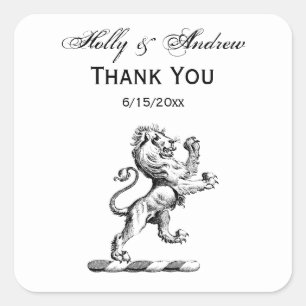 Pegatina Cuadrada Emblema Escudo de León Permanente Heráldico