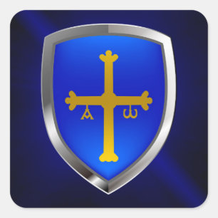 Pegatina Cuadrada Emblema metálico de Asturias