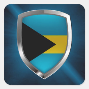 Pegatina Cuadrada Emblema metálico de Bahamas