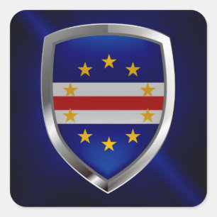Pegatina Cuadrada Emblema metálico de Cabo Verde