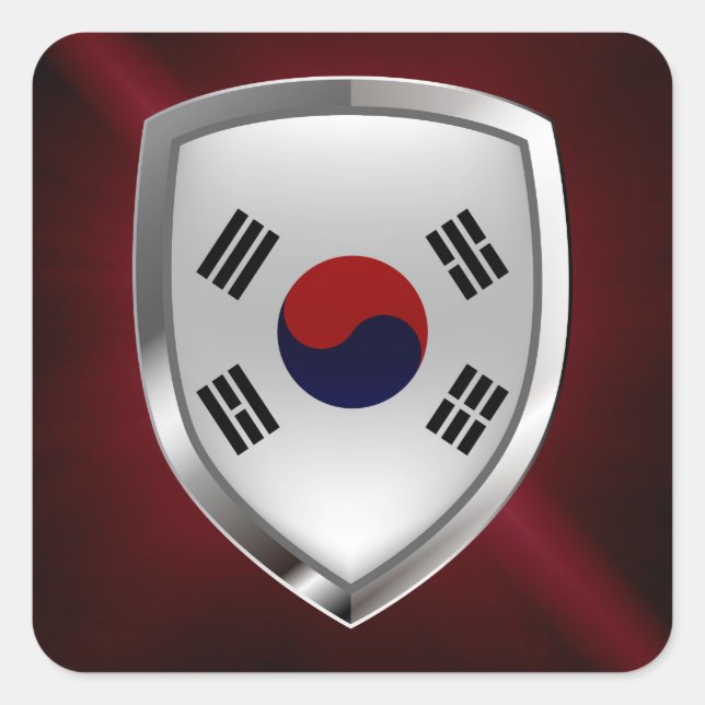 Pegatina Cuadrada Emblema metálico de Corea del Sur (Anverso)